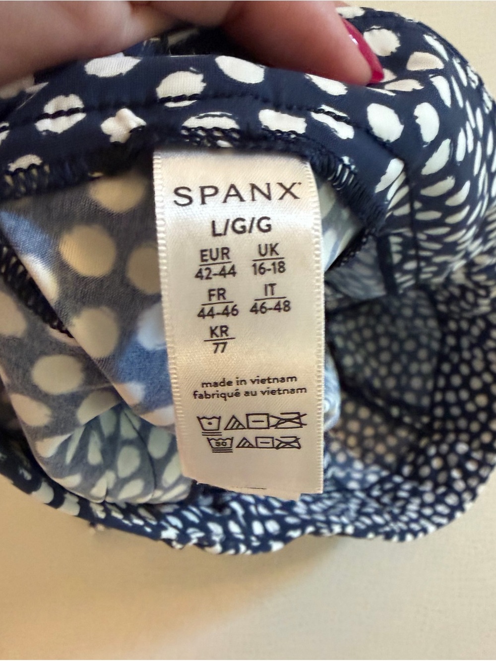 SPANX Navy and White Polka Dot Shorts - Picture 3 of 3